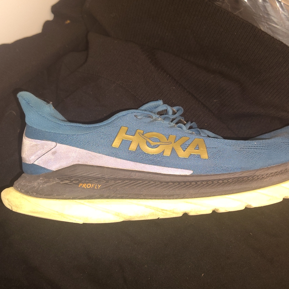 Hoka Blue and Yellow Athletic Shoes with Signature Cushioning